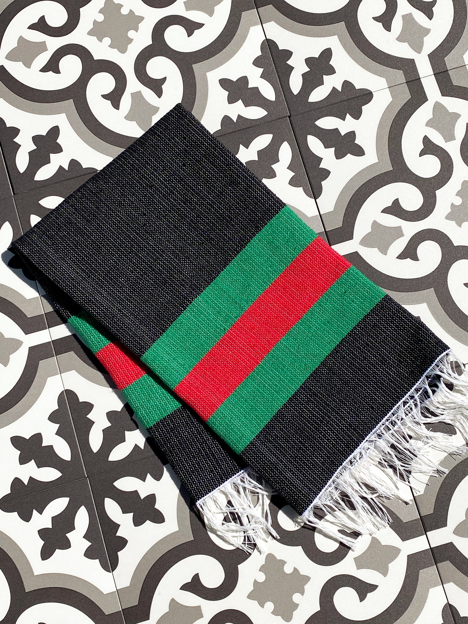 JUNETEENTH CELEBRATION: African American Flag Modern Striped Cotton Hand Towel