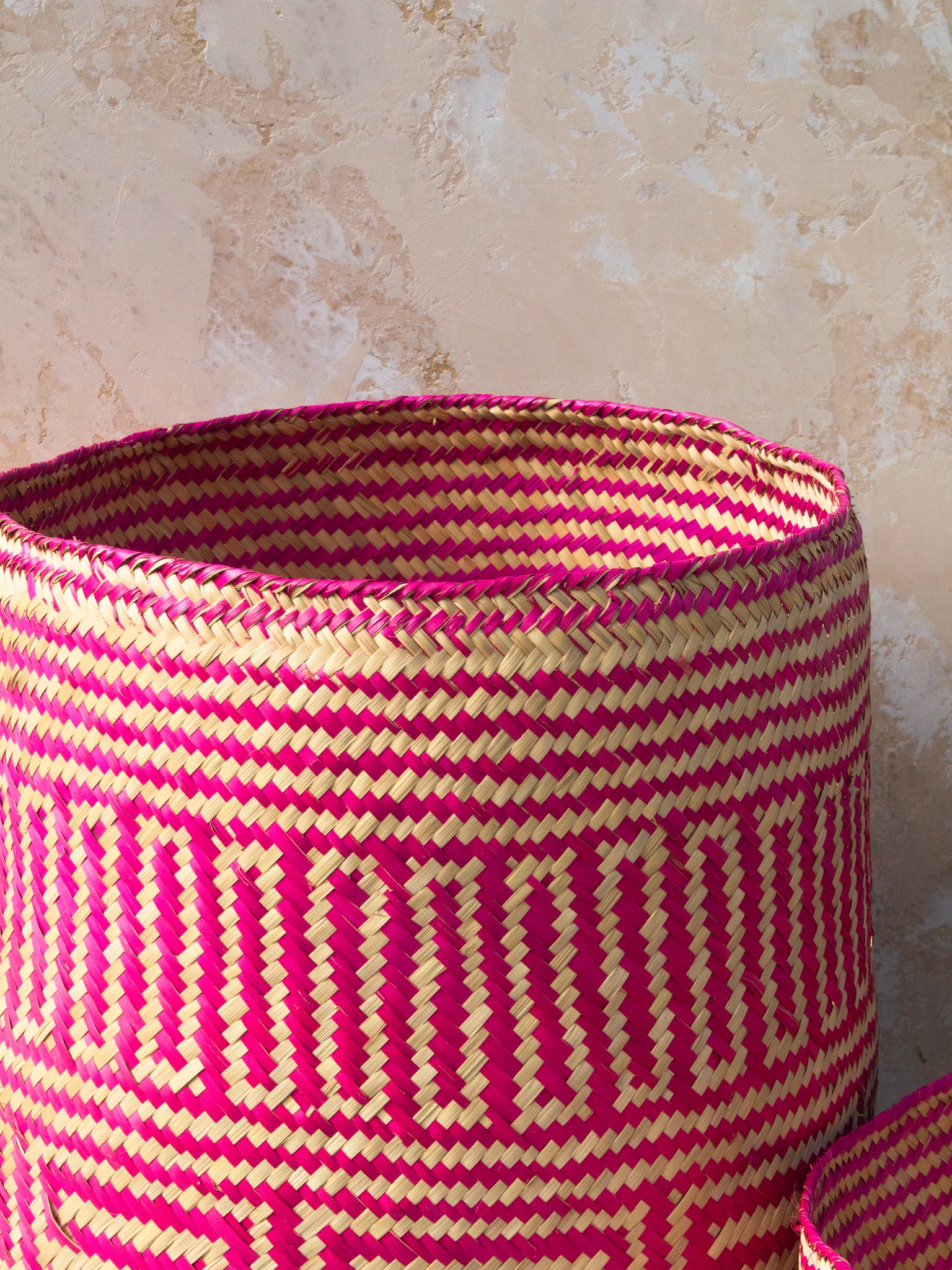 Big Belly Lidded Canasta Storage Basket- Rosita Pink LARGE