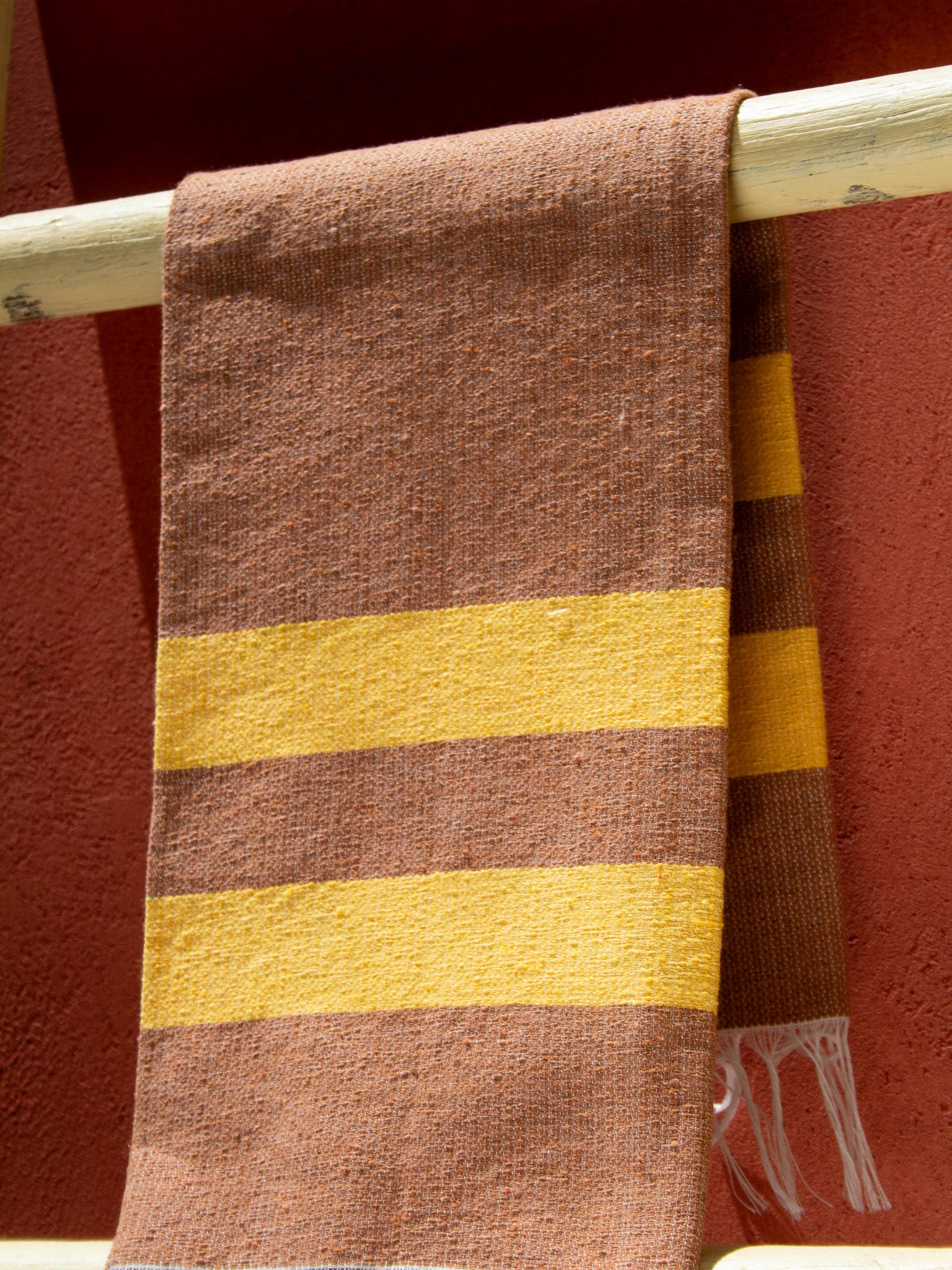 Modern Striped Hand Towel Cafe Brown and Maiz Yellow