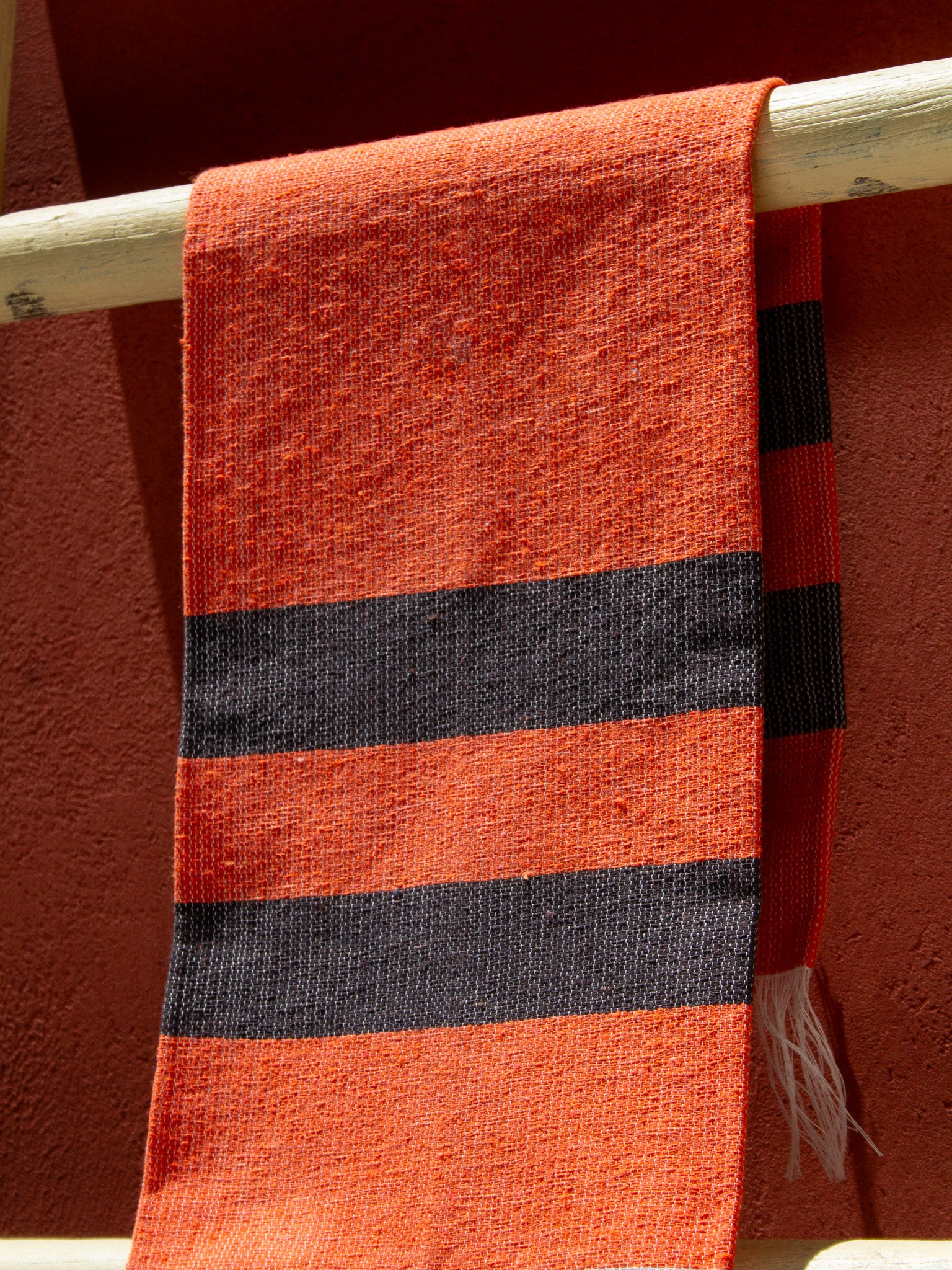 Modern Striped Hand Towel Black and Naranja Orange