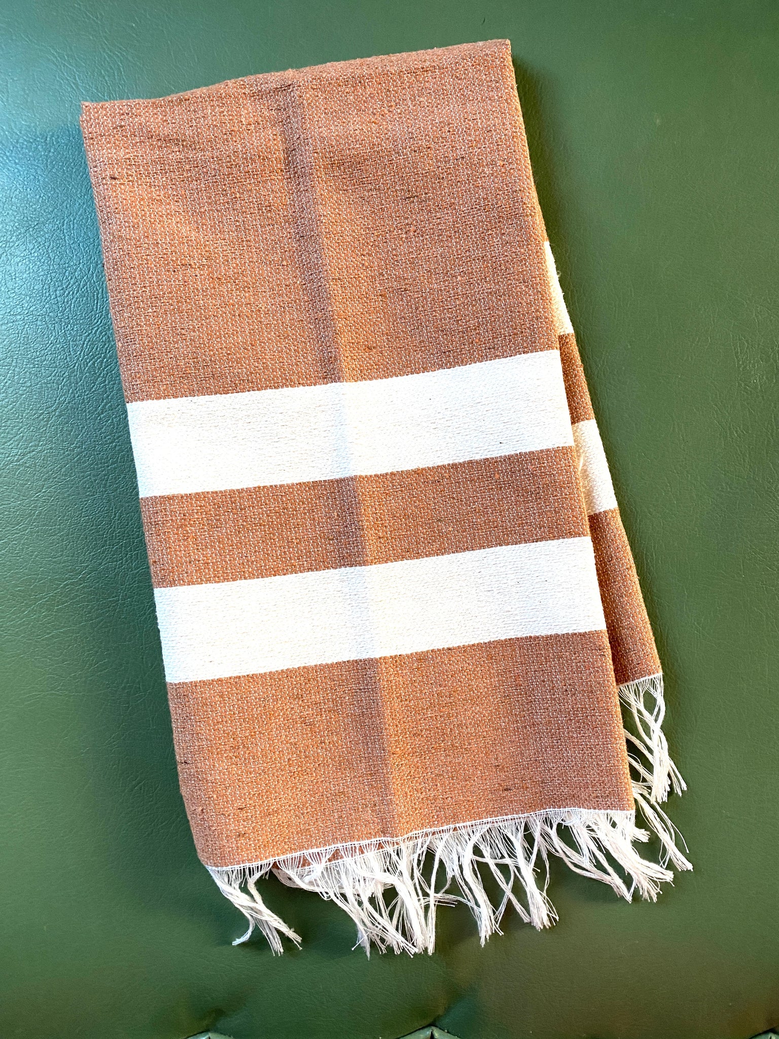 Modern Striped Hand Towel Natural and Brown