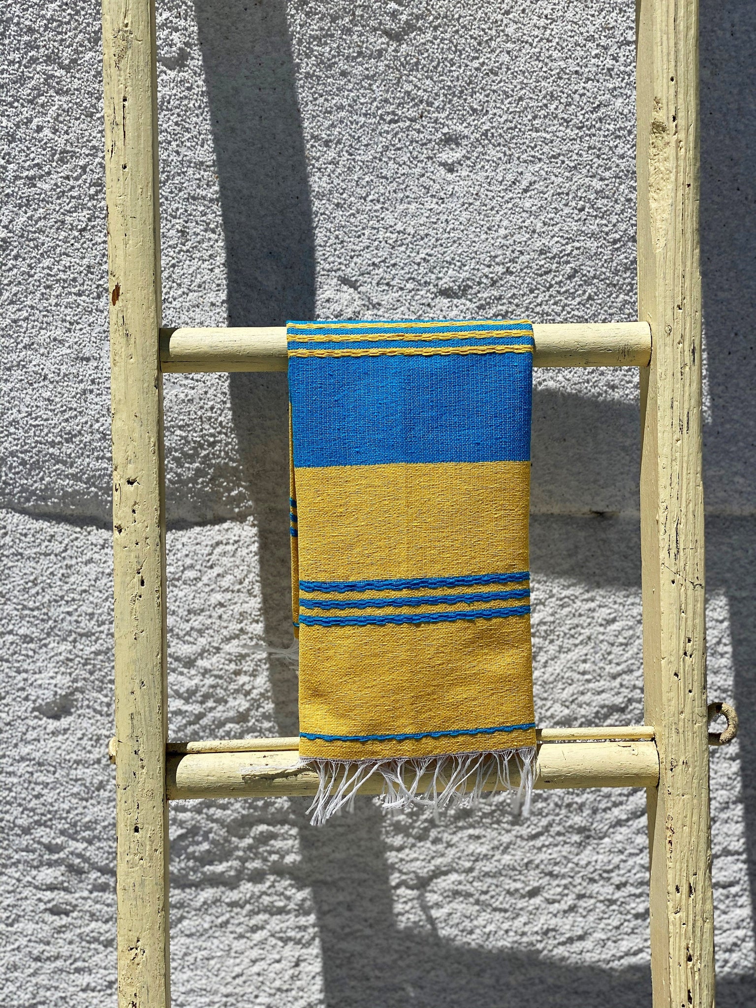 Classic Striped Cotton Hand Towel - Cozumel Blue + Maiz Yellow