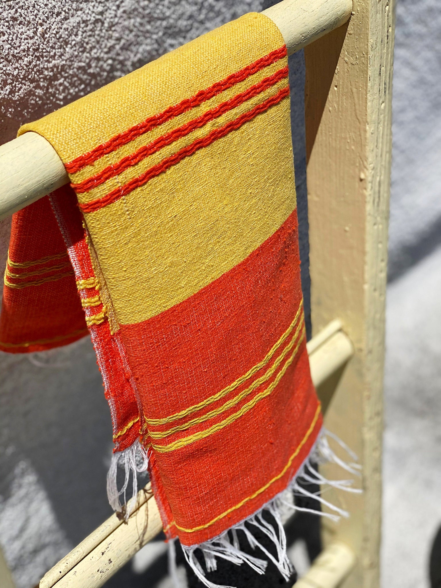 Classic Striped Cotton Hand Towel - Naranja Orange + Maiz Yellow