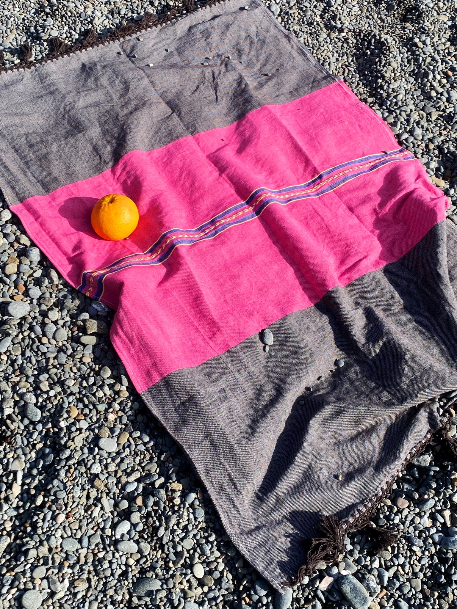 Color Block Stripe Bath Sheet Towel - Rosita Pink + Negro Black (set of two)